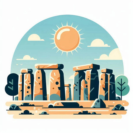 Stonehenge, stonehenge in flat style. Vector illustrationのイラスト素材