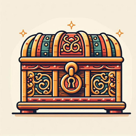 Treasure chest. Vector illustration of a chest with a keyhole.のイラスト素材