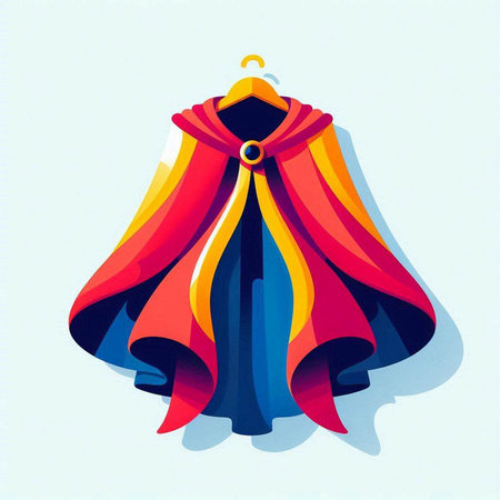 Illustration of a colorful raincoat on a hanger. Vector illustrationのイラスト素材
