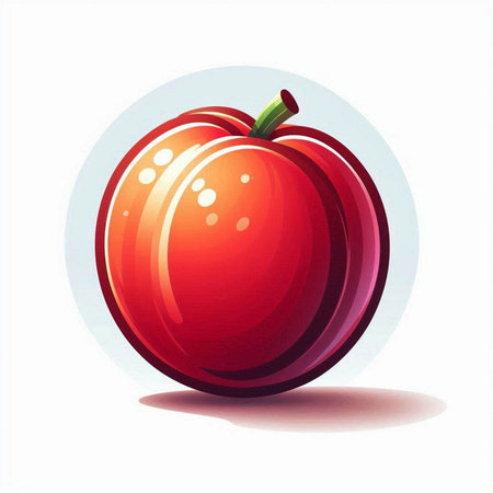 Vector illustration of a ripe red plum on a white background. Vector illustration.のイラスト素材