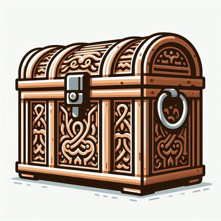 Treasure chest. Isolated on white background. Vector illustration.のイラスト素材