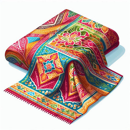 Colorful silk scarf isolated on white background. Clipping path included.のイラスト素材