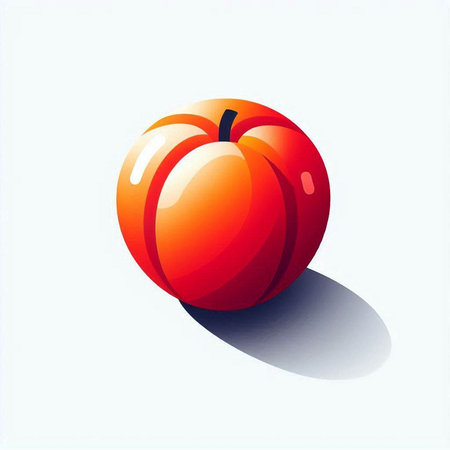 Illustration of a ripe red plum on a white background with shadowのイラスト素材