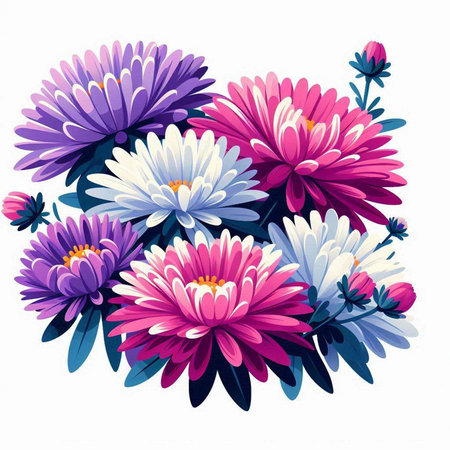 Colorful chrysanthemum bouquet. Vector illustration.のイラスト素材