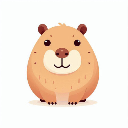 Cute cartoon beaver. Vector illustration isolated on white background.のイラスト素材