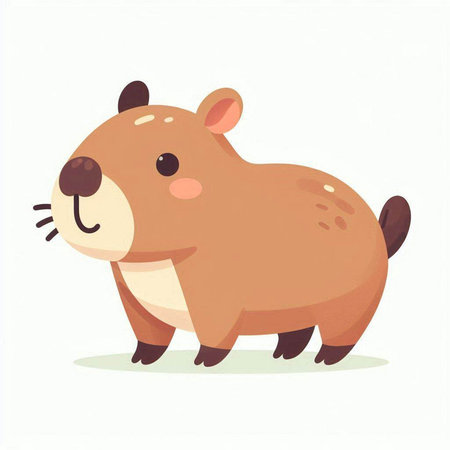 Cute cartoon beaver isolated on white background. Vector illustration.のイラスト素材
