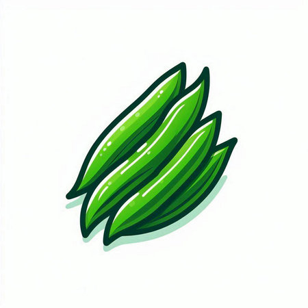 green beans on a white background, vector illustration, hand-drawnのイラスト素材