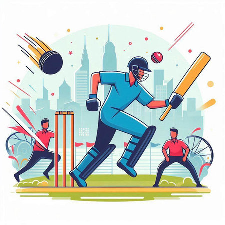 Cricket championship. Batsmen playing cricket, vector illustrationのイラスト素材
