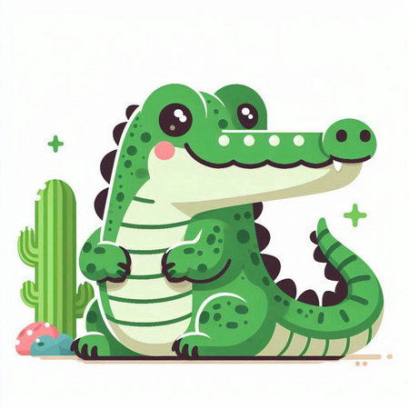 Cute cartoon crocodile. Vector illustration isolated on white background.のイラスト素材