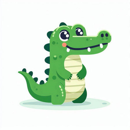 Cute crocodile isolated on white background. Vector cartoon illustration.のイラスト素材