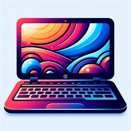 Laptop with abstract colorful background. Vector illustration. Eps 10.のイラスト素材
