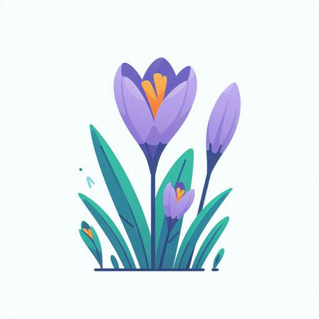 Flowering crocus. Cute spring flower. Vector illustration.のイラスト素材