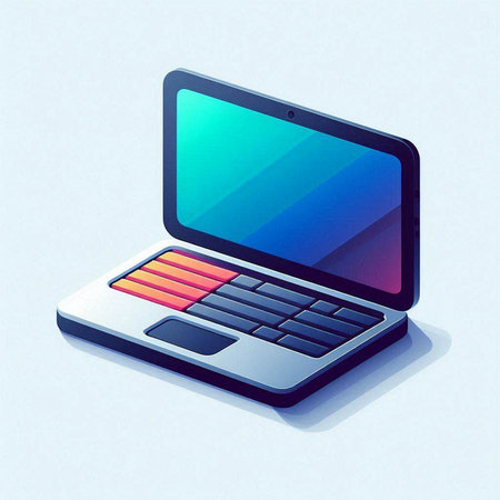Laptop with blank screen on white background. 3D illustration.のイラスト素材