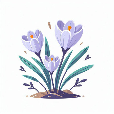 Crocuses isolated on white background. Hand drawn vector illustration.のイラスト素材