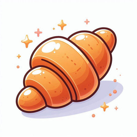 Cute croissant. Vector illustration. Isolated on white background.のイラスト素材