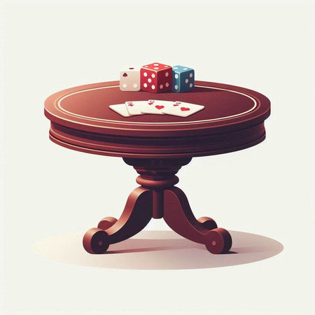 Casino table with chips and dice. Vector illustration in retro style.のイラスト素材