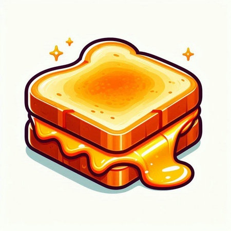 Illustration of a slice of toast with honey on a white backgroundのイラスト素材
