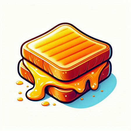 Illustration of a piece of bread with honey on a white backgroundのイラスト素材