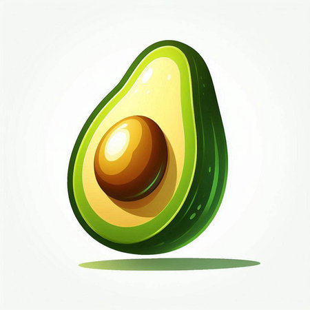 Avocado icon. Vector illustration of a fresh ripe avocado on a white background.のイラスト素材