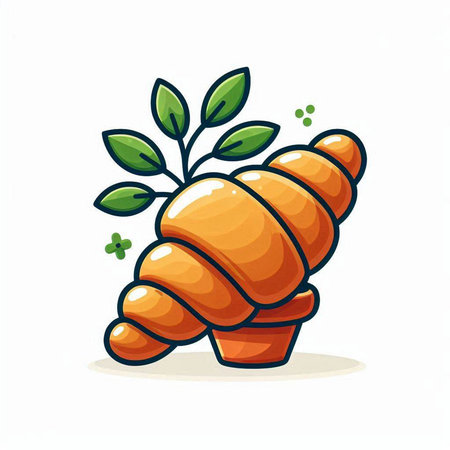 Cute cartoon croissant isolated on white background. Vector illustration.のイラスト素材