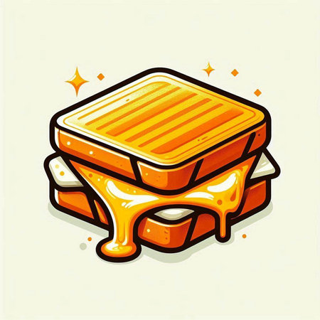 Illustration of a sandwich with melted butter on a white background.のイラスト素材