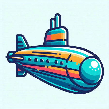 Submarine icon. Vector illustration of a submarine in cartoon style.のイラスト素材
