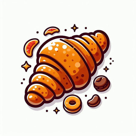 Croissant icon. Vector illustration of a fresh croissant.のイラスト素材