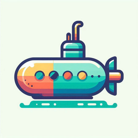 Submarine icon in flat style. Vector illustration on white background.のイラスト素材