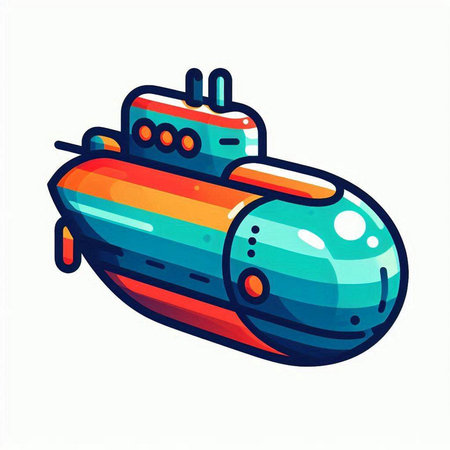 Cartoon submarine. Vector illustration of a cartoon submarine isolated on a white background.のイラスト素材