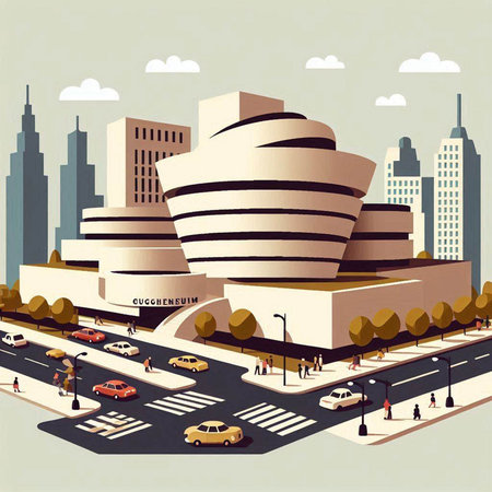 City landscape with modern buildings, roads and traffic. Vector illustration.のイラスト素材