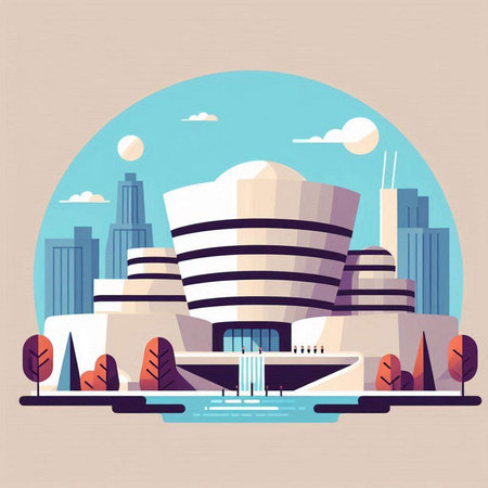 Modern building in the city. Vector illustration in flat design style.のイラスト素材