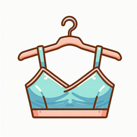 Illustration of a swimsuit on a hanger on a white backgroundのイラスト素材