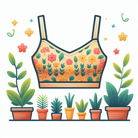 Flower patterned tank top. Vector illustration in flat style.のイラスト素材