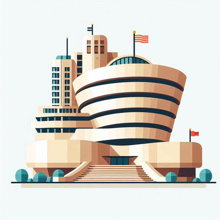 Modern architecture of the city. Vector illustration in a flat style.のイラスト素材