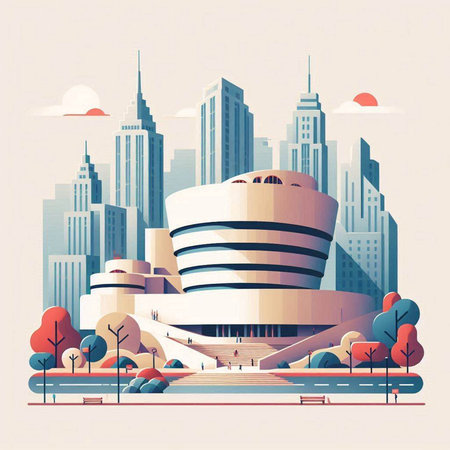 Modern architecture. City landscape with modern skyscrapers. Vector illustration.のイラスト素材