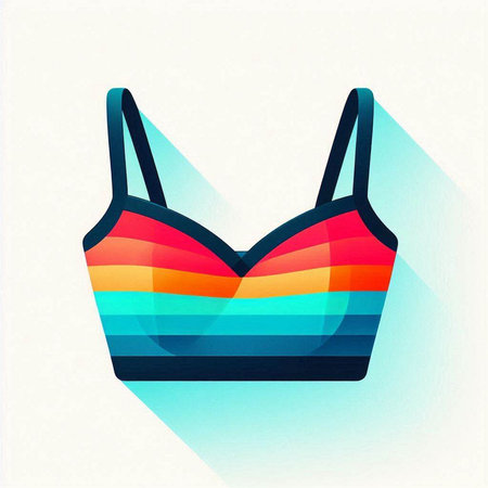 Bra icon. Vector illustration. Colorful background with long shadow.のイラスト素材