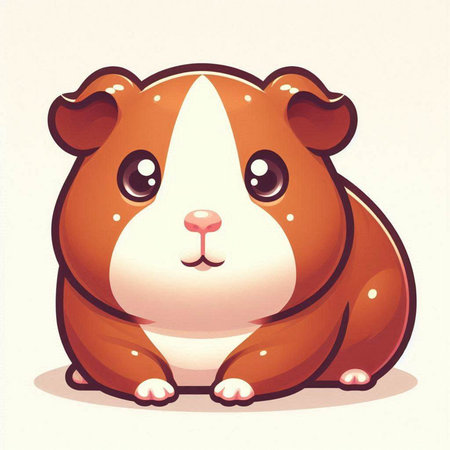 Illustration of a Cute Cartoon Guinea Pig. Vector Illustrationのイラスト素材