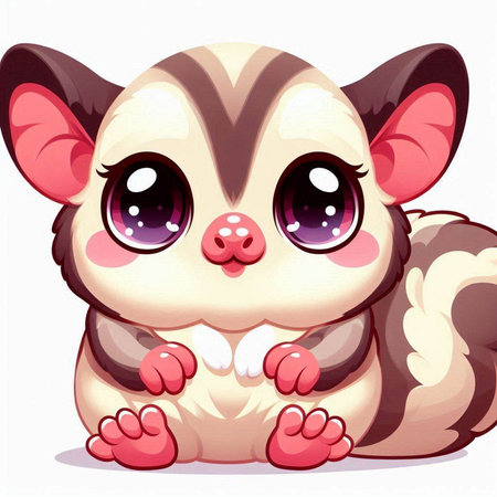 Cute cartoon sugar glider with big eyes. Vector illustration.のイラスト素材