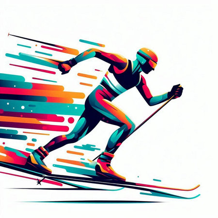 Skiing man. Colorful vector illustration for your design.のイラスト素材