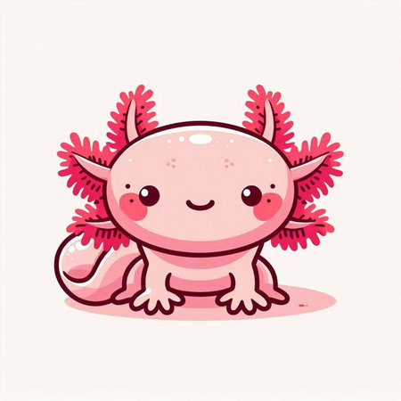 Cute pink cartoon monster isolated on white background. Vector illustration.のイラスト素材