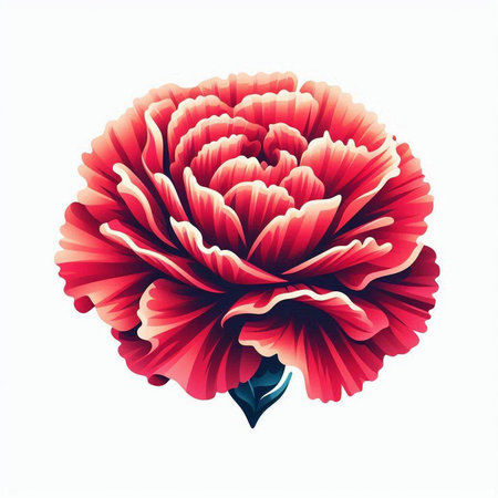 Beautiful red carnation isolated on white background. Vector illustration.のイラスト素材