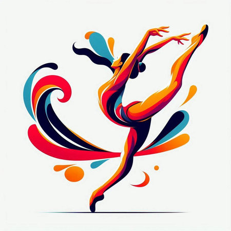 Ballet dancer with color splashes. Vector illustration for your designのイラスト素材