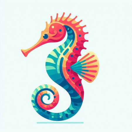 Colorful seahorse isolated on white background. Vector illustration.のイラスト素材