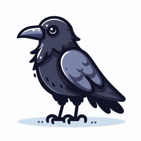 Crow on white background. Vector illustration of a cartoon crow.のイラスト素材