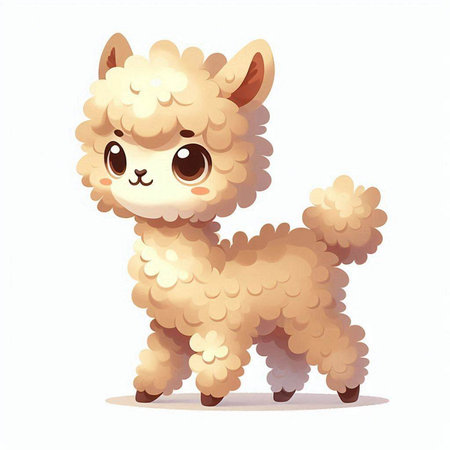 Cute cartoon alpaca isolated on white background. Vector illustration.のイラスト素材