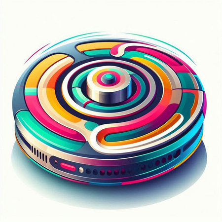 Illustration of an abstract colorful background with a circle and a speakerのイラスト素材