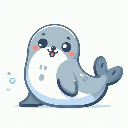Cute cartoon seal. Vector illustration of a cute baby seal.のイラスト素材