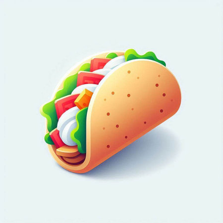 Illustration of a tasty taco on a white background, vector illustrationのイラスト素材