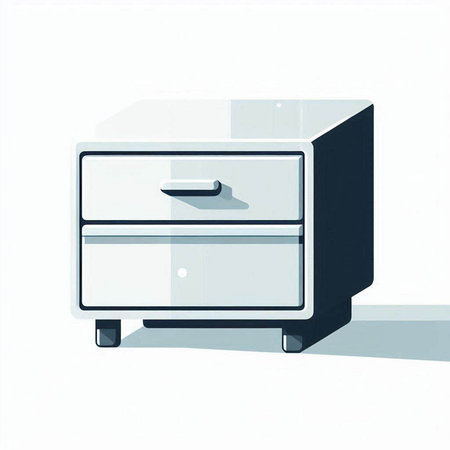 nightstand with drawers on a white background. 3d renderingのイラスト素材