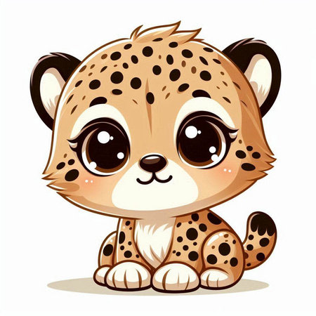 Cute cheetah isolated on white background. Vector illustration.のイラスト素材